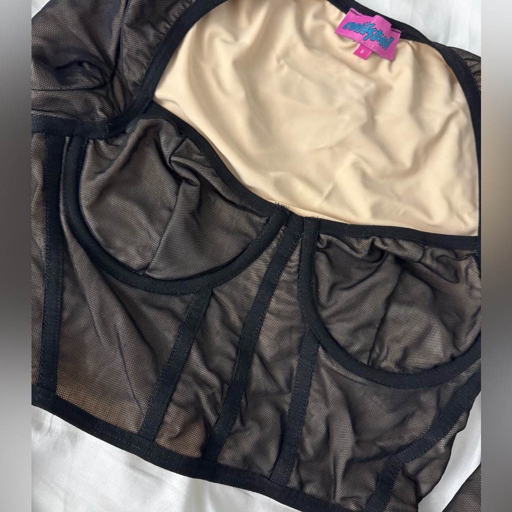 Edikted long sleeve corset top